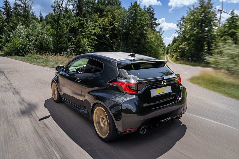 The GR Yaris is a sporty and compact street vehicle with racing character